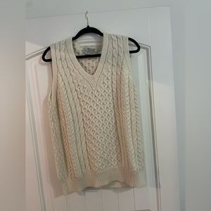 Cream Aran Sweater vest 100% merino wool